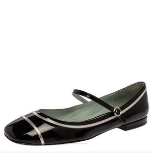 Marc Jacobs Black/ Silver Patent Mary Jane Flat 36